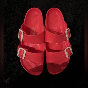 coral birkenstocks